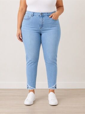NWT Slim-Sation by Multiples 22W Tummy Control Ankle Jeans Frayed Hem